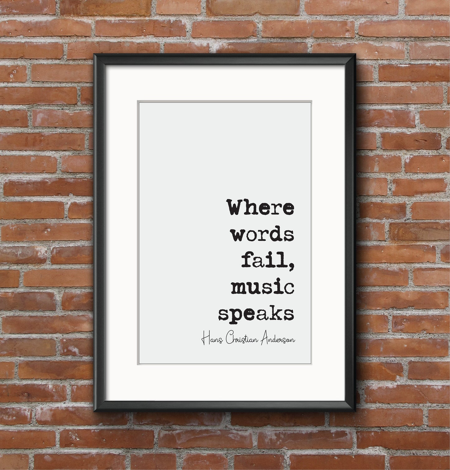 Hans Christian Anderson Quote Print Where Words Fail Music Speaks What The Moon Saw Minimalist Home Wall Decor Author Literature Unframed