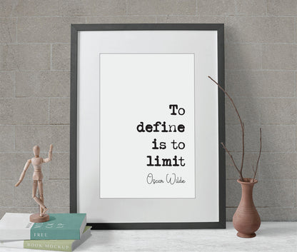 Oscar Wilde Quote Print To Define is to Limit Minimalist Home Decor Monochrome Wall Art Unframed Black And White Posters Irish Literature