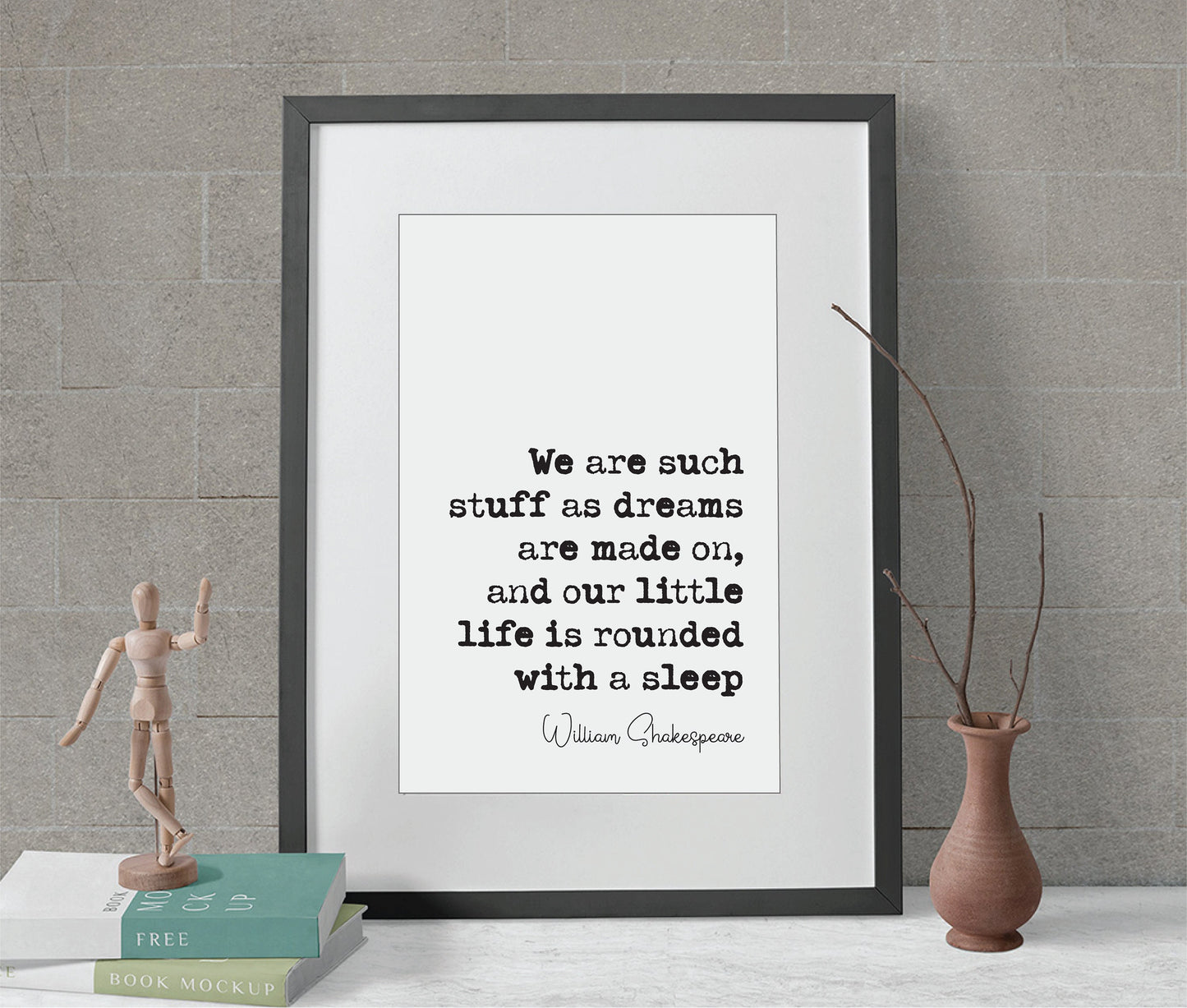 William Shakespeare Quote Print We Are Such Stuff As Dreams Are Made On Minimalist Home Wall Decor Monochrome Wall Art The Tempest Unframed