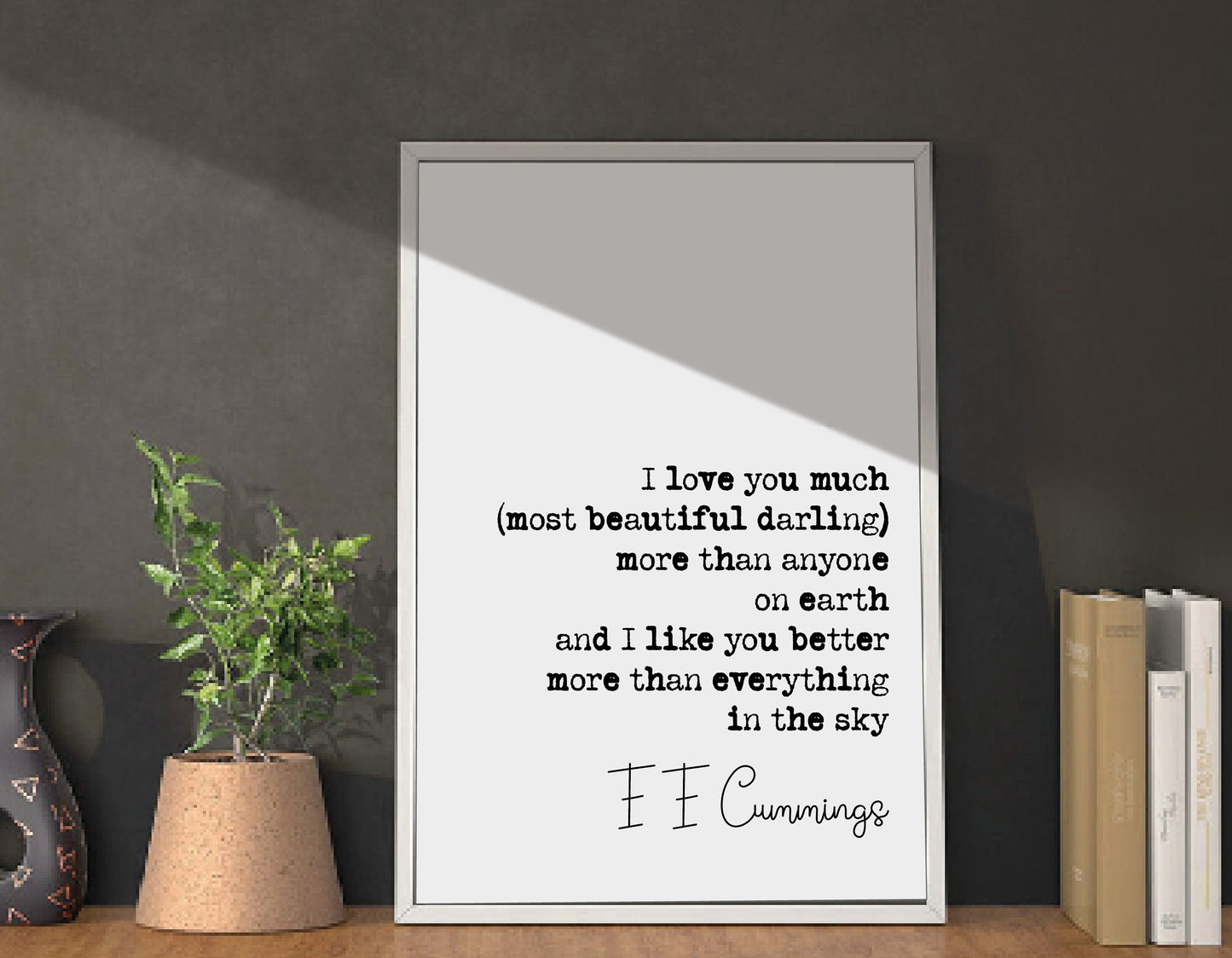 E E Cummings Romantic Quote Print I Love You Much Most Beautiful Darling More Than Anything On Earth Art Print Wall Decor Unframed Poetry