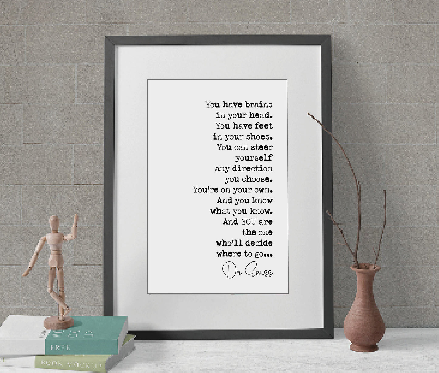 Dr Seuss Quote Print Dr Seuss Gifts Oh The Places You'll Go Literary Wall Decor Minimalist Wall Art Inspirational Motivational Unframed