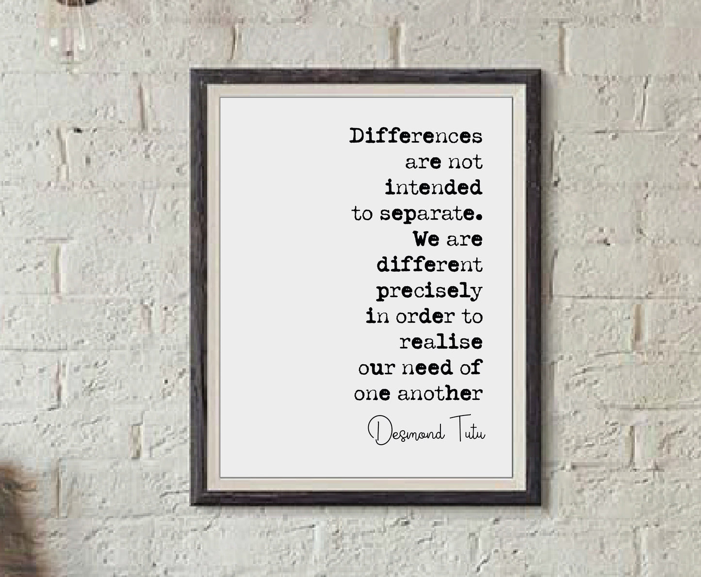 Arch Bishop Desmond Tutu Quote Print Differences Are Not Intended To Separate Minimalist Decor Wall Art Unframed Black History Civil Rights