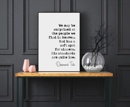 Arch Bishop Desmond Tutu Quote Print God Has A Soft Spot For Sinners Monochrome Home Decor Minimalist Wall Art Unframed Christian Prints