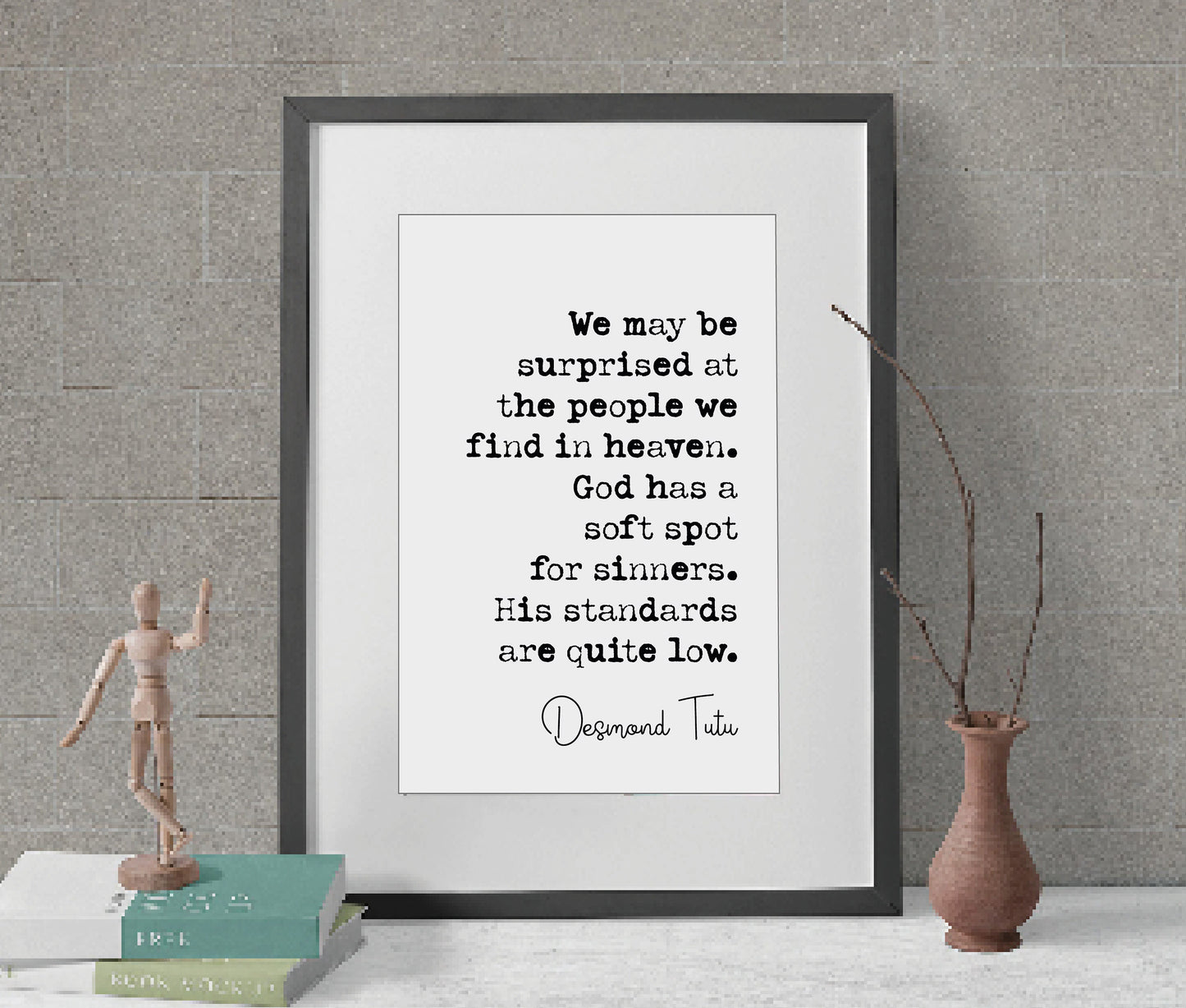 Arch Bishop Desmond Tutu Quote Print God Has A Soft Spot For Sinners Monochrome Home Decor Minimalist Wall Art Unframed Christian Prints