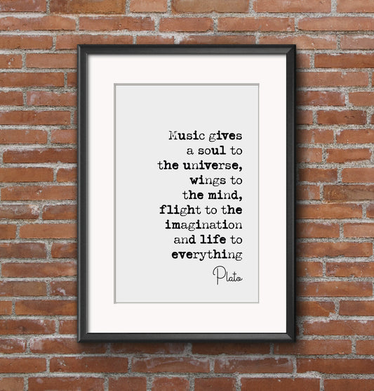 Plato Quote Print Music Gives A Soul To The Universe Monochrome Wall Art Minimalist Home Decor Unframed Ancient Greek Philosophy Music Lover