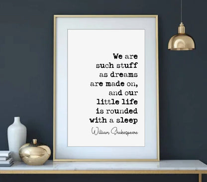 William Shakespeare Quote Print The Tempest Minimalist Art We Are Such Stuff As Dreams Are Made On Monochrome Home Decor Literature Unframed