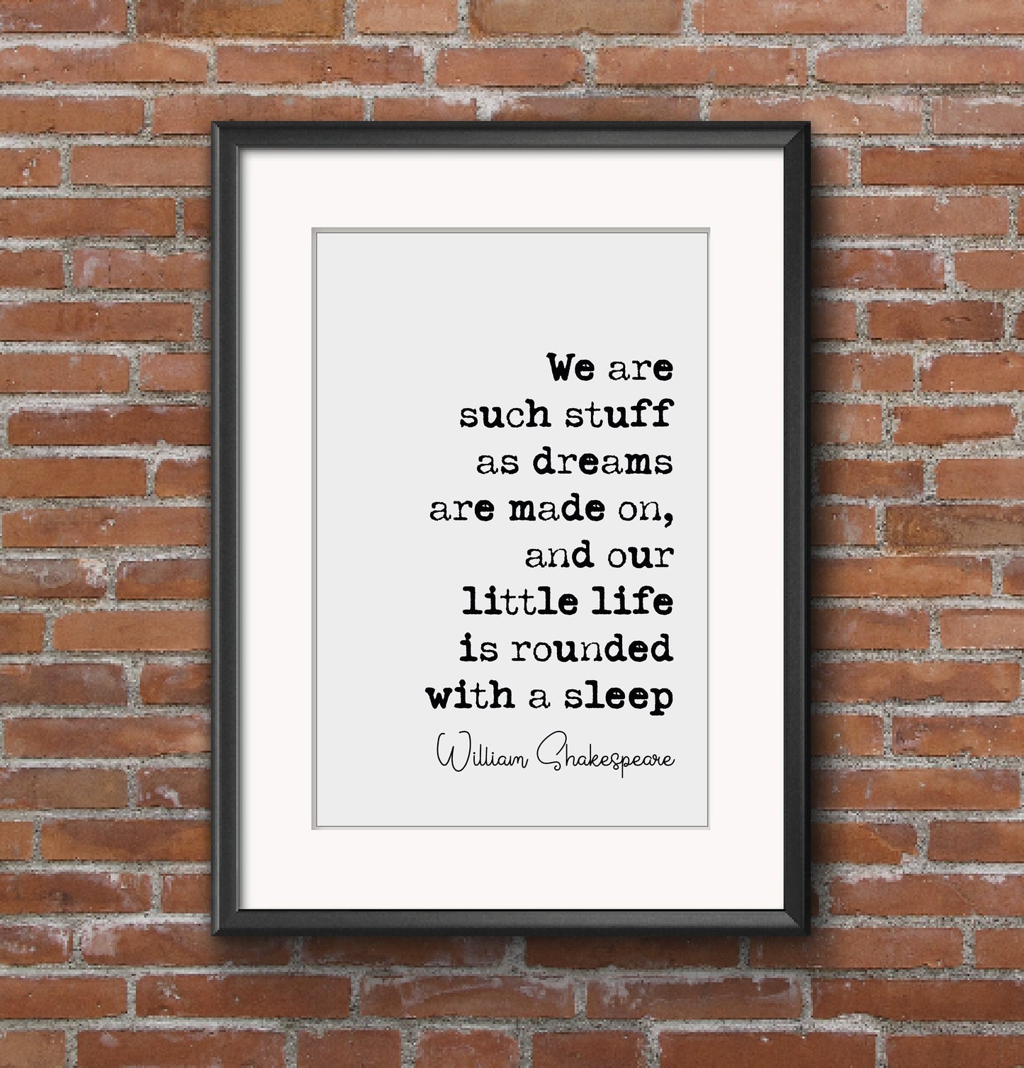 William Shakespeare Quote Print The Tempest Minimalist Art We Are Such Stuff As Dreams Are Made On Monochrome Home Decor Literature Unframed