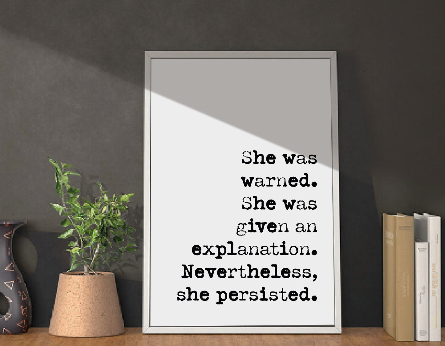 Feminist Quote Print Nevertheless She Persisted Elizabeth Warren Minimalist Home Decor Monochrome Posters Wall Art Literature Unframed Boho