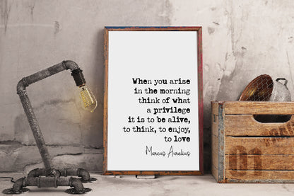 Marcus Aurelius Quote Print When You Arise In The Morning Think Of What A Privilege It Is To Be Alive Minimalist Home Decor Poster Unframed