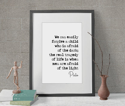 Plato Quote Print Men Are Afraid Of The Light Monochrome Wall Art Minimalist Home Decor Ancient Greek Philosophy Unframed Home Office Decor