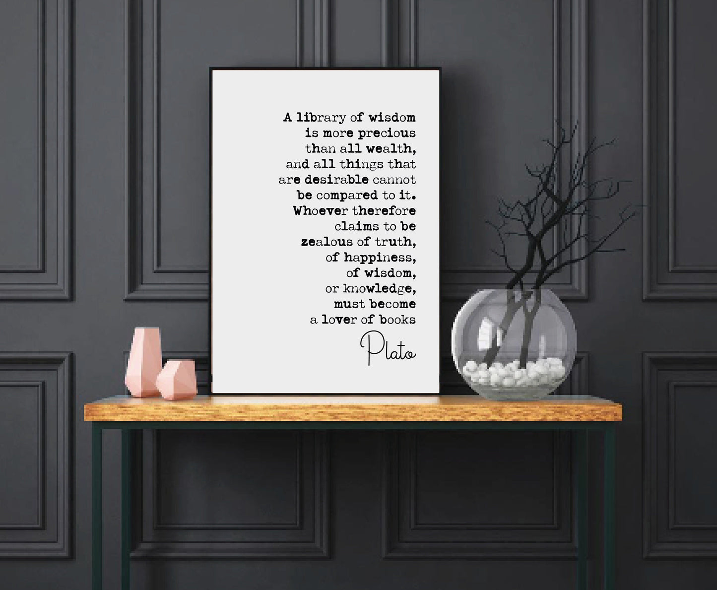 Plato Quote Print A Library Of Wisdom Is More Precious Than All Wealth Minimalist Home Decor Wall Art Philosophy Unframed Art Lover Of Books