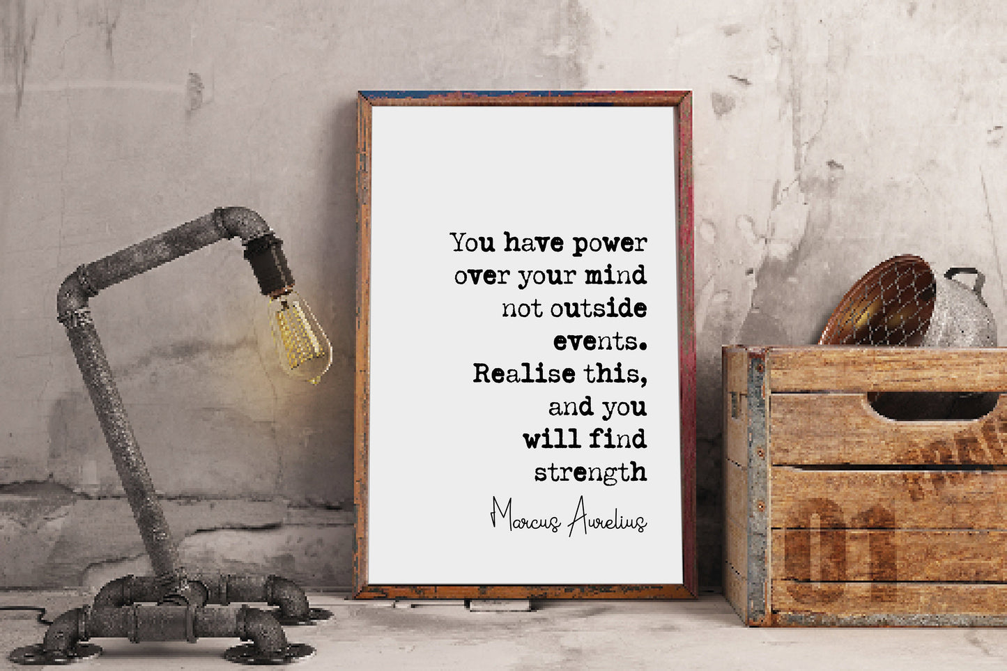 Marcus Aurelius Quote Print You Have Power Over Your Mind Not Outside Events Stoic Quotes Minimalist Home Decor Monochrome Wall Art Unframed