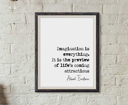 Albert Einstein Quote Print Imagination Is Everything It Is The Preview Of Lifes Coming Attractions Minimalist Home Decor Wall Art Unframed