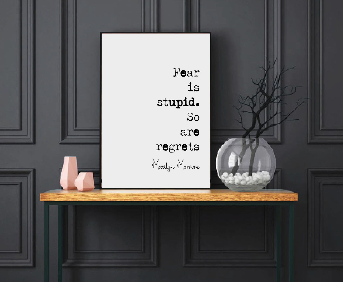 Marilyn Monroe Quote Print Fear Is Stupid So Are Regrets Minimalist Home Decor Monochrome Posters Unframed Wall Art Female Icon Quote Print