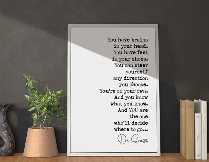 Dr Seuss Quote Print Dr Seuss Gifts Oh The Places You'll Go Literary Wall Decor Minimalist Wall Art Inspirational Motivational Unframed