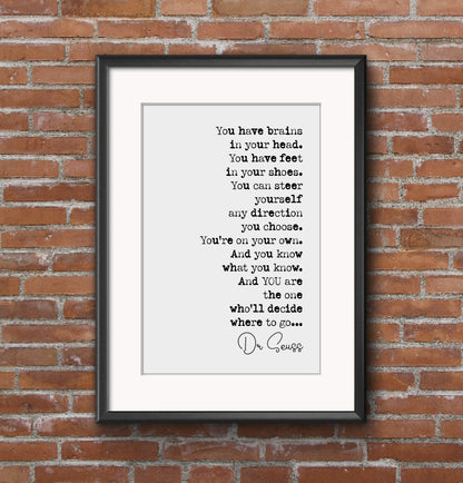 Dr Seuss Quote Print Dr Seuss Gifts Oh The Places You'll Go Literary Wall Decor Minimalist Wall Art Inspirational Motivational Unframed