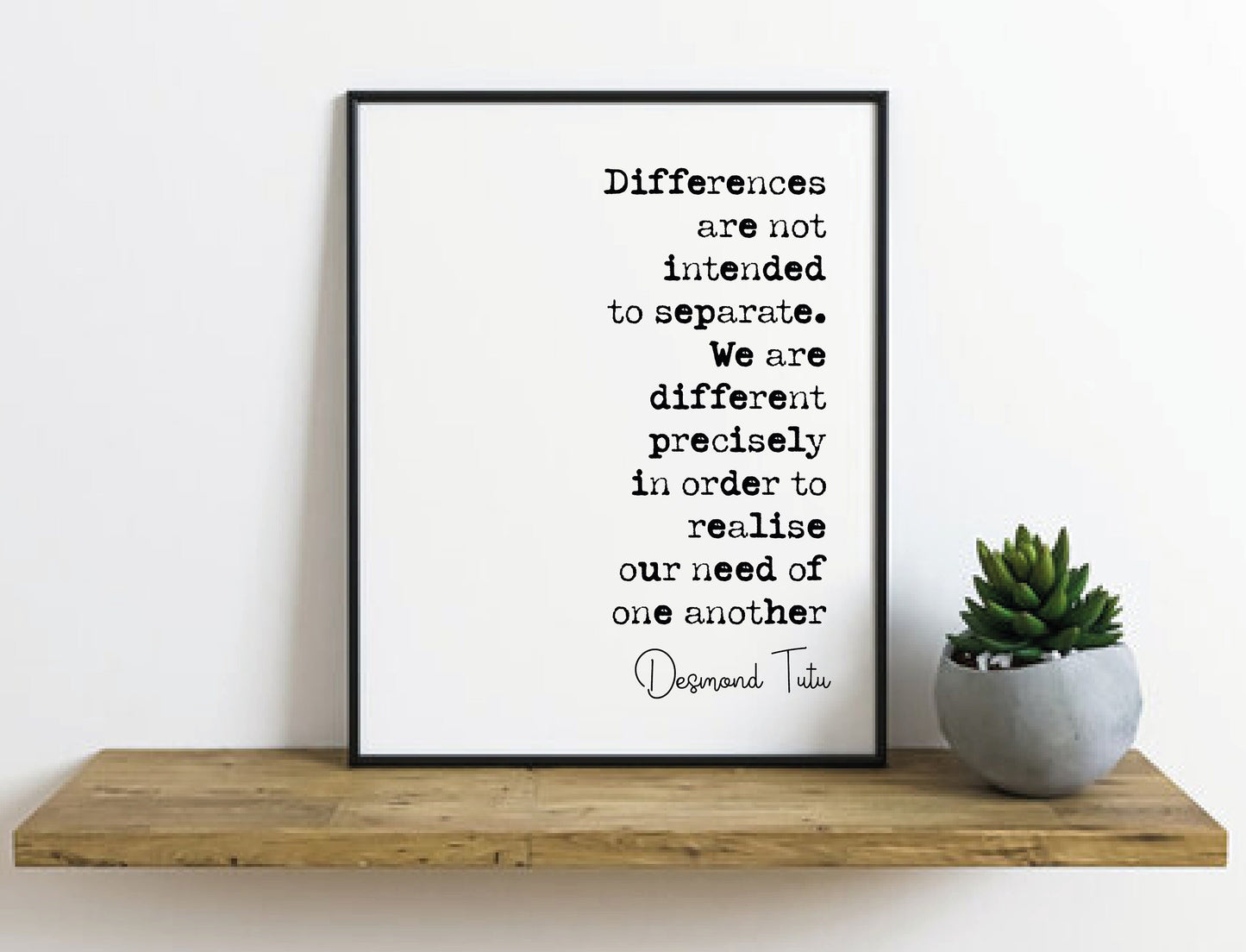 Arch Bishop Desmond Tutu Quote Print Differences Are Not Intended To Separate Minimalist Decor Wall Art Unframed Black History Civil Rights