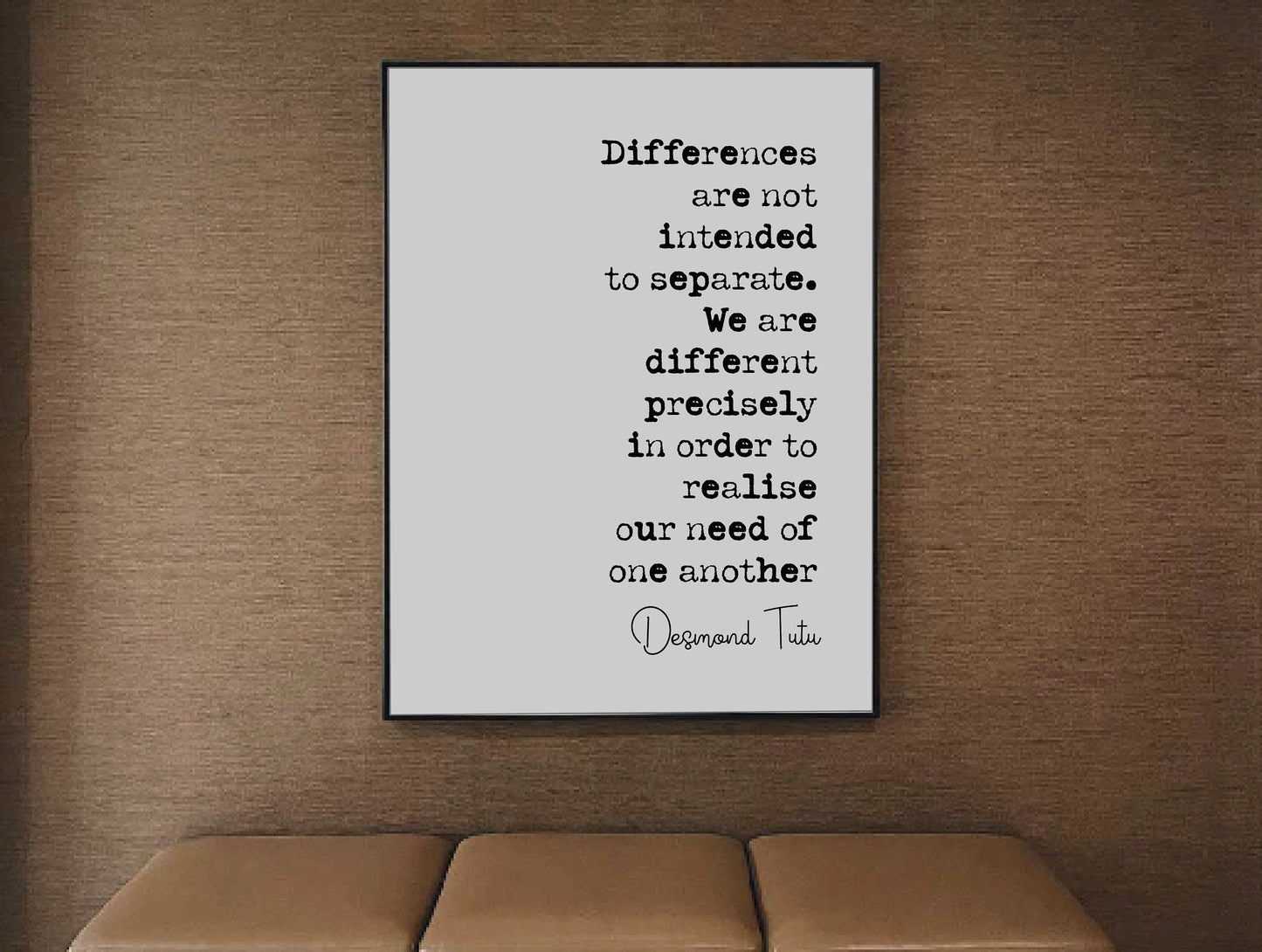 Arch Bishop Desmond Tutu Quote Print Differences Are Not Intended To Separate Minimalist Decor Wall Art Unframed Black History Civil Rights