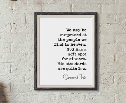 Arch Bishop Desmond Tutu Quote Print God Has A Soft Spot For Sinners Monochrome Home Decor Minimalist Wall Art Unframed Christian Prints