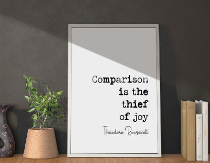 Theodore Roosevelt Quote Print Comparison Is The Thief Of Joy Minimalist Home Decor Monochrome Posters Wall Art Unframed President Quotes