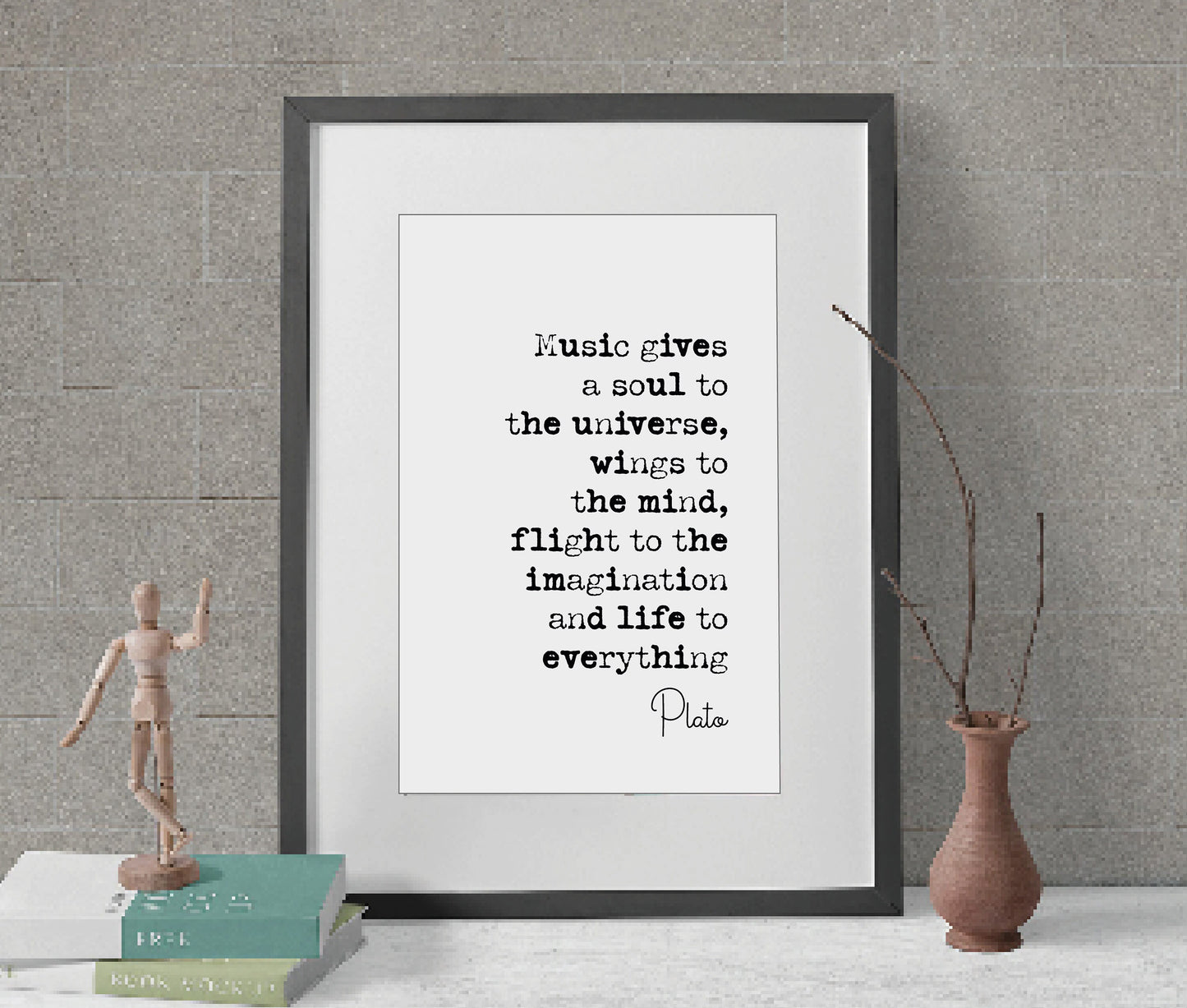 Plato Quote Print Music Gives A Soul To The Universe Monochrome Wall Art Minimalist Home Decor Unframed Ancient Greek Philosophy Music Lover