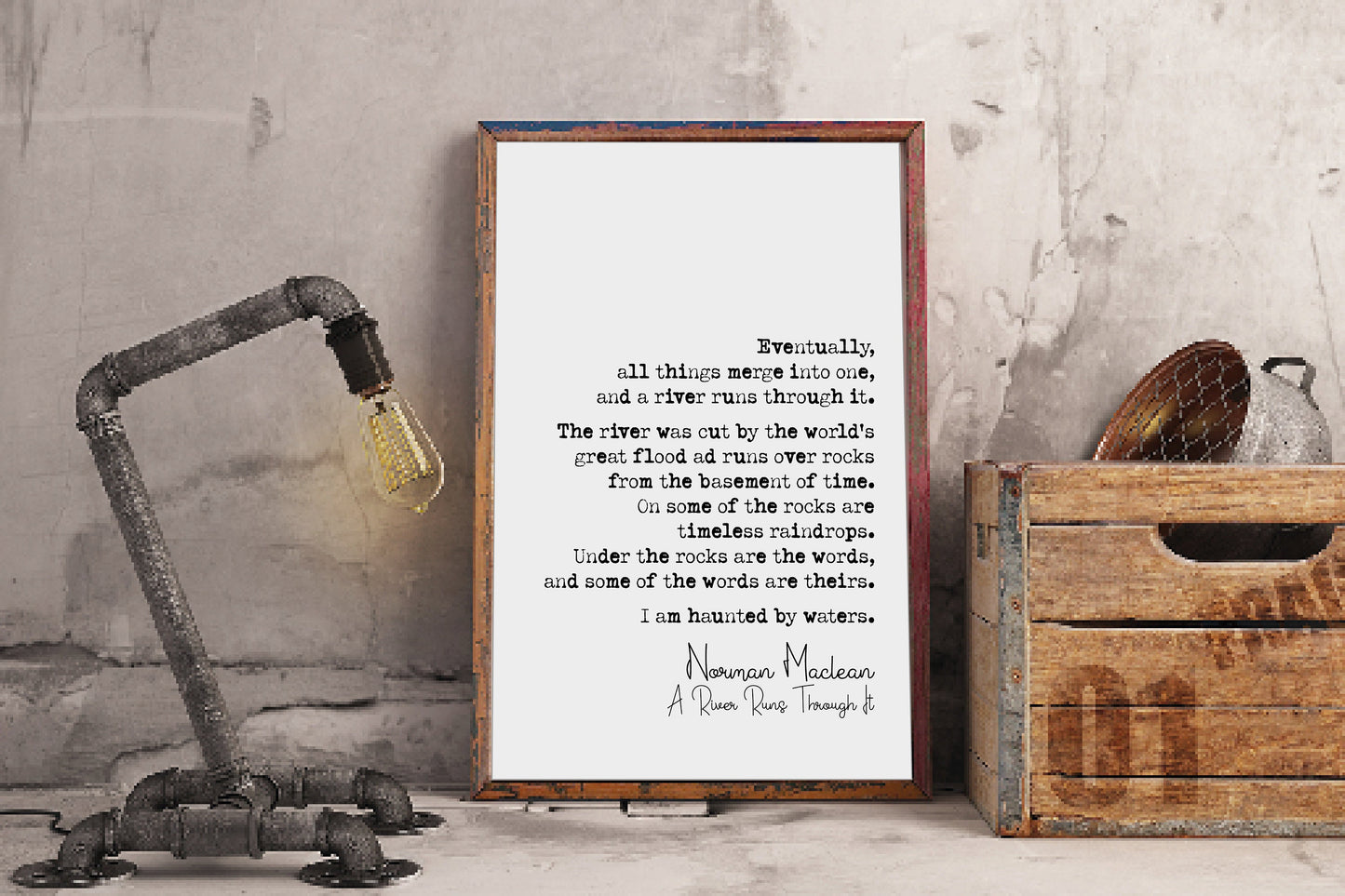 Norman Maclean Quote Print A River Runs Through It Closing Passage Minimalist Wall Decor Monochrome Home Decor Unframed Book Excerpt Art