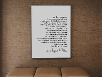 Laura Ingalls Wilder Quote Print It Is The Common Everyday Blessings Little House On The Prairie Author Monochrome Home Decor Unframed Art