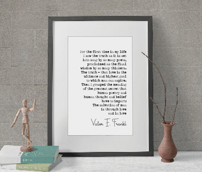 Victor E Frankl Quote Print For The First Time In My Life I Saw The Truth Man's Search For Meaning Quote Minimalist Decor Wall Art Unframed