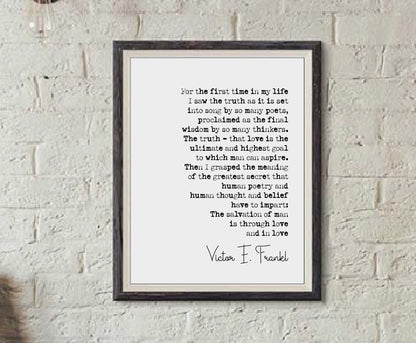 Victor E Frankl Quote Print For The First Time In My Life I Saw The Truth Man's Search For Meaning Quote Minimalist Decor Wall Art Unframed