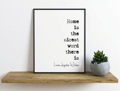 Laura Ingalls Wilder Quote Print Home Is The Nicest Word Little House On The Prairie Author Monochrome Home Decor Unframed Minimalist Art