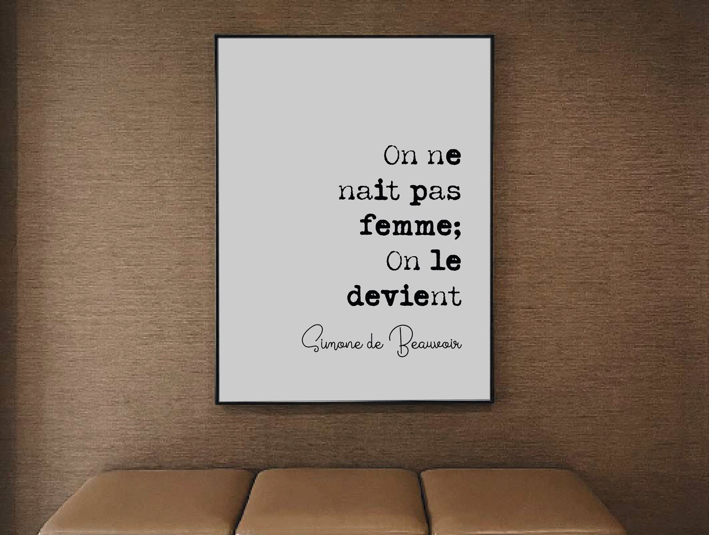 Feminist Quotes Simone de Beauvoir Quote Print On Ne Nait Pas Femme On Le Devient Minimalist Home Decor Monochrome Wall Art Unframed Posters