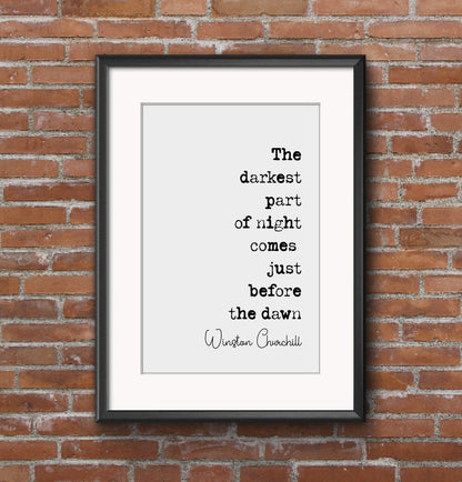 Winston Churchill Quote Print The Darkest Part Of Night Comes Just Before The Dawn Minimalist Home Decor Wall Art Unframed Inspirational Art