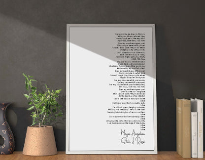 Maya Angelou Poem Print Still I Rise Quote Print And Still Like Dust I'll Rise Minimalist Home Decor Wall Art Unframed Women's Poetry Print