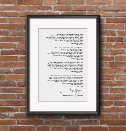 Maya Angelou Poem Print Phenomenal Woman Poem I'm A Woman Phenomenally Minimalist Decor Monochrome Wall Art Unframed Women's Poetry Print