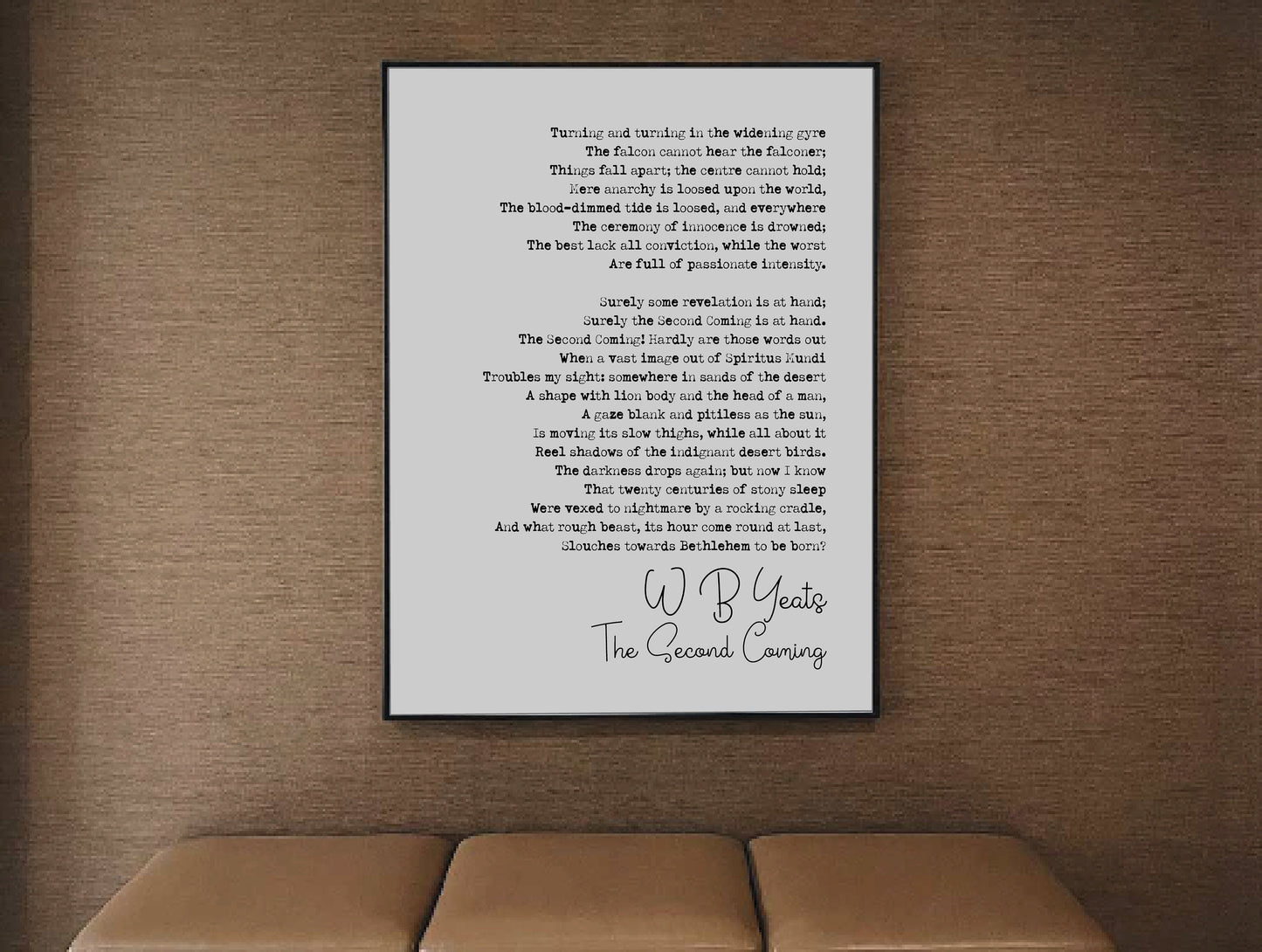 W B Yeats Poem Print The Second Coming By William Butler Yeats Quote Print Minimalist Home Decor Monochrome Poetry Poster Wall Art Unframed