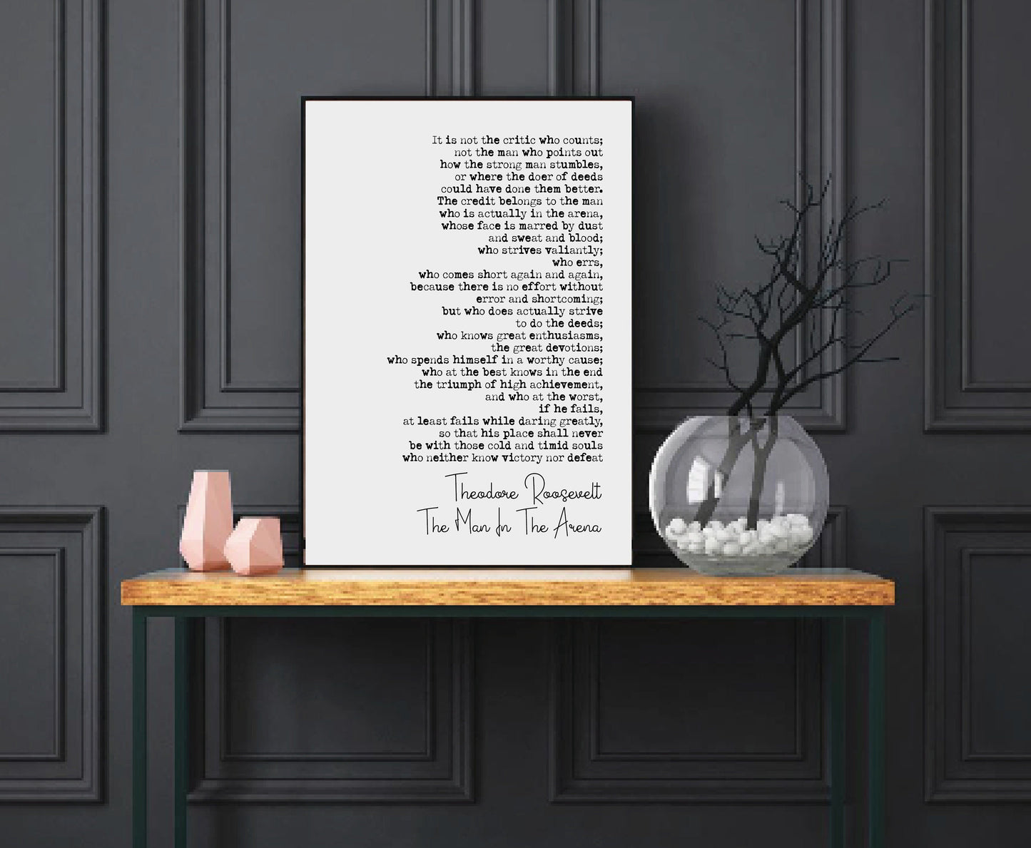 Theodore Roosevelt The Man In The Arena Speech Quote Print Minimalist Home Decor Monochrome Posters Wall Art Unframed President Quotes Teddy