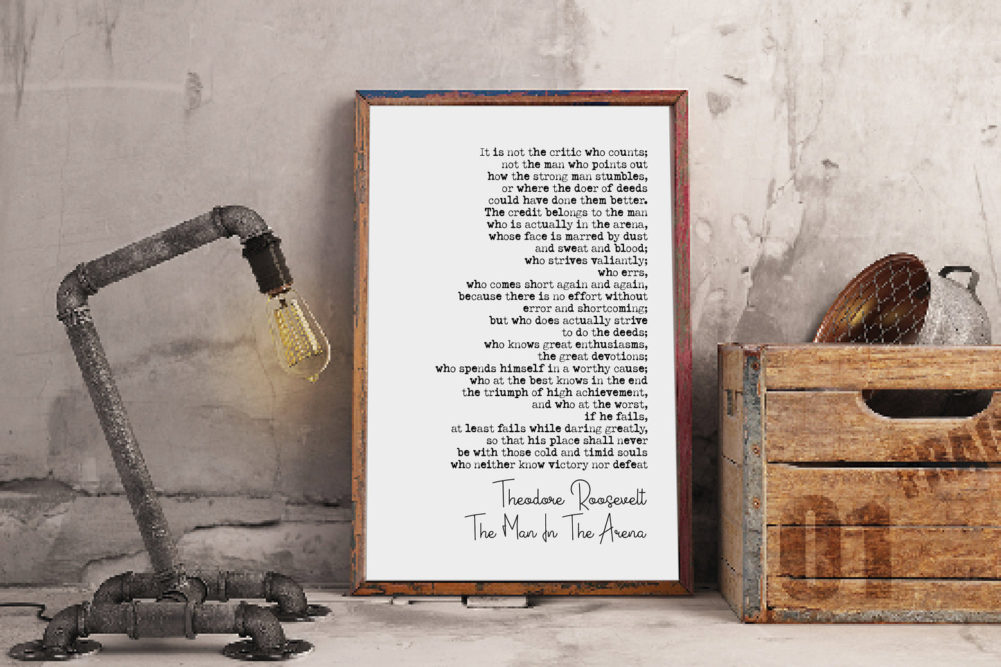 Theodore Roosevelt The Man In The Arena Speech Quote Print Minimalist Home Decor Monochrome Posters Wall Art Unframed President Quotes Teddy