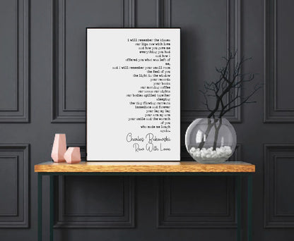 Charles Bukowski Poetry Quote Print Raw With Love Poem Romantic Minimalist Wall Art Monochrome Posters Home Decor Unframed Poetry Wall Decor