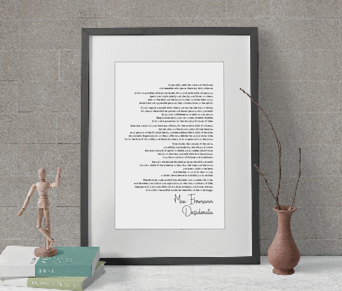 Max Ehrmann Poem Print Desiderato Poetry Quote Print Minimalist Home Decor Monochrome Poetry Poster Wall Art Unframed Quote Print Wall Decor