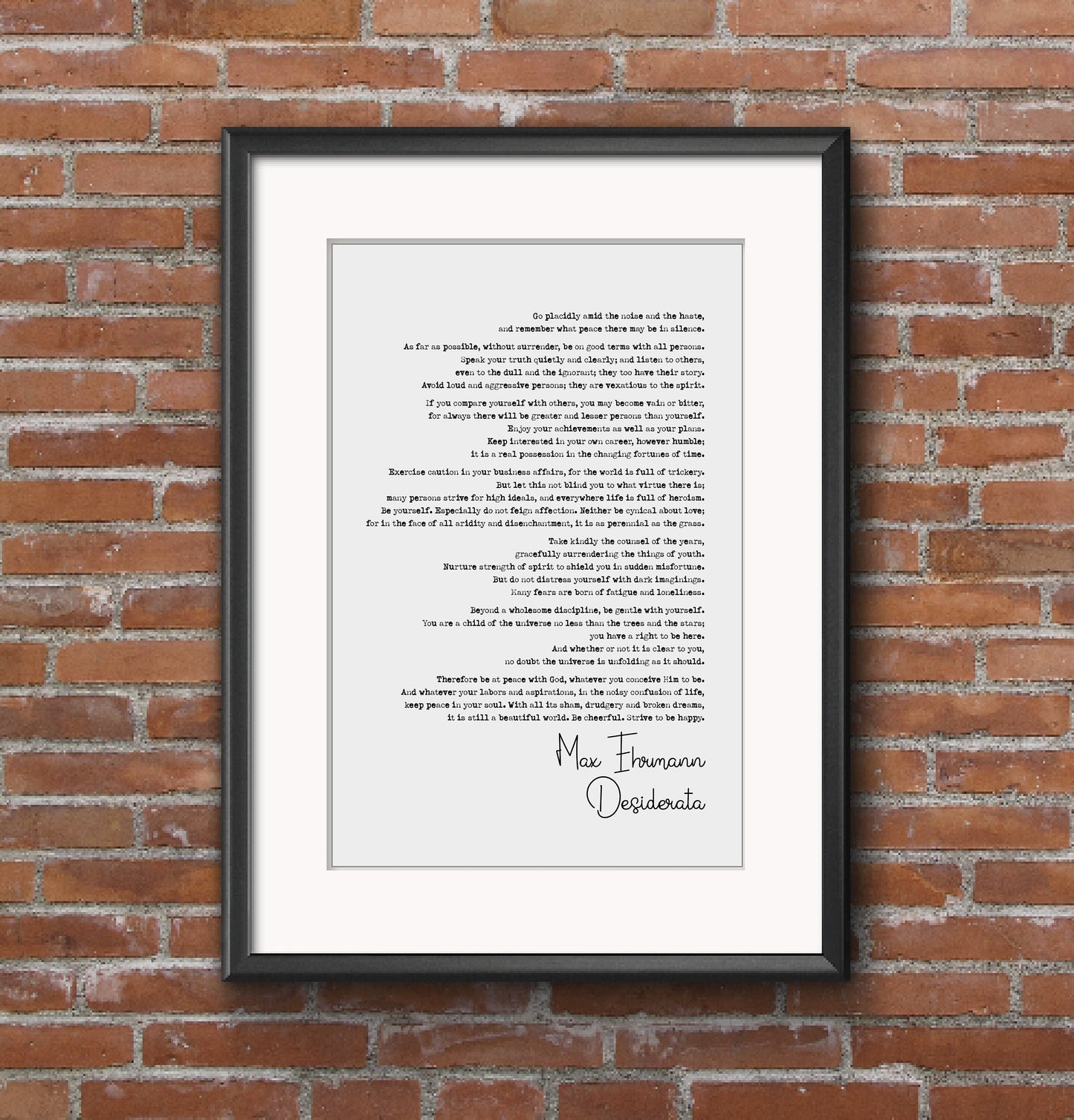 Max Ehrmann Poem Print Desiderato Poetry Quote Print Minimalist Home Decor Monochrome Poetry Poster Wall Art Unframed Quote Print Wall Decor