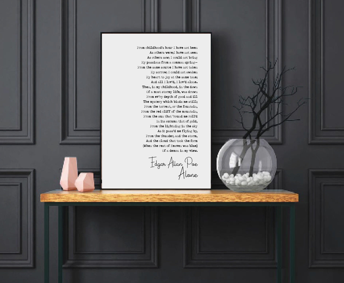 Edgar Allan Poe Poem Print Alone Poetry Quote Print Minimalist Home Decor Monochrome Posters Art Unframed Poems By Edgar Allan Poe Wall Art