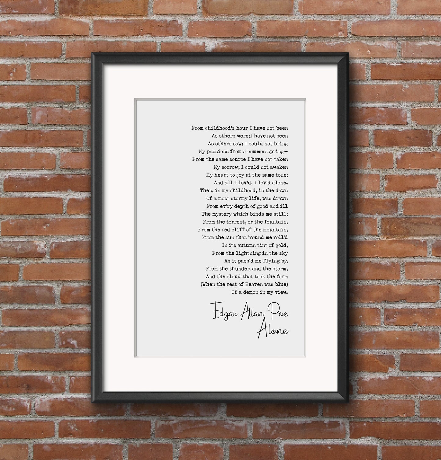 Edgar Allan Poe Poem Print Alone Poetry Quote Print Minimalist Home Decor Monochrome Posters Art Unframed Poems By Edgar Allan Poe Wall Art