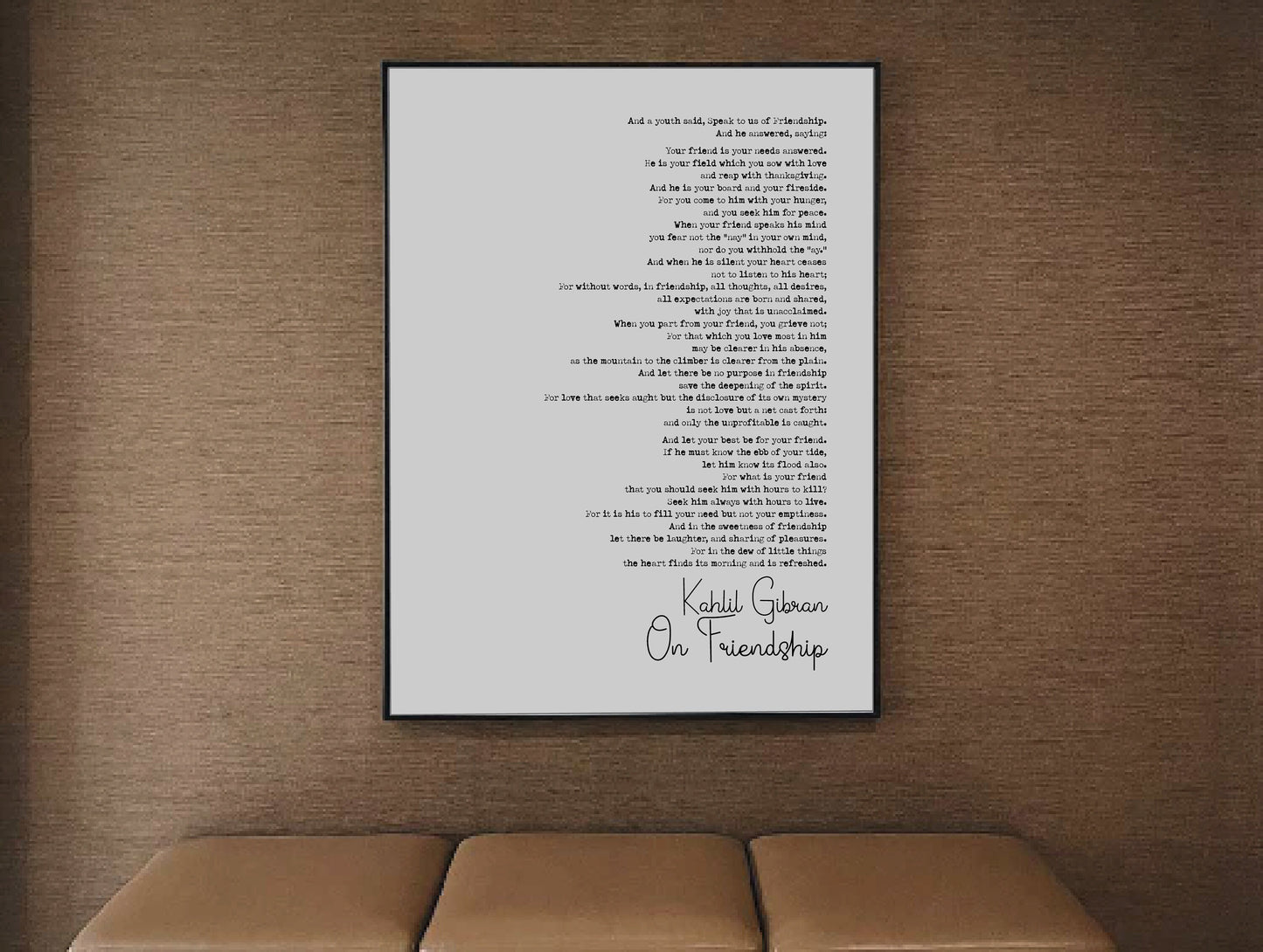 Kahlil Gibran Poem Print On Friendship Poetry Quote Print Minimalist Home Decor Monochrome Posters Wall Art Unframed Poems By Kahlil Gibran