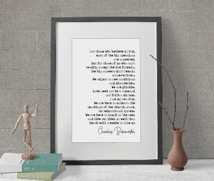 Charles Bukowski Quote Print Live Our Lives So Well That Death Will Tremble To Take Us Minimalist Wall Art Monochrome Home Decor Unframed