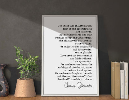 Charles Bukowski Quote Print Live Our Lives So Well That Death Will Tremble To Take Us Minimalist Wall Art Monochrome Home Decor Unframed