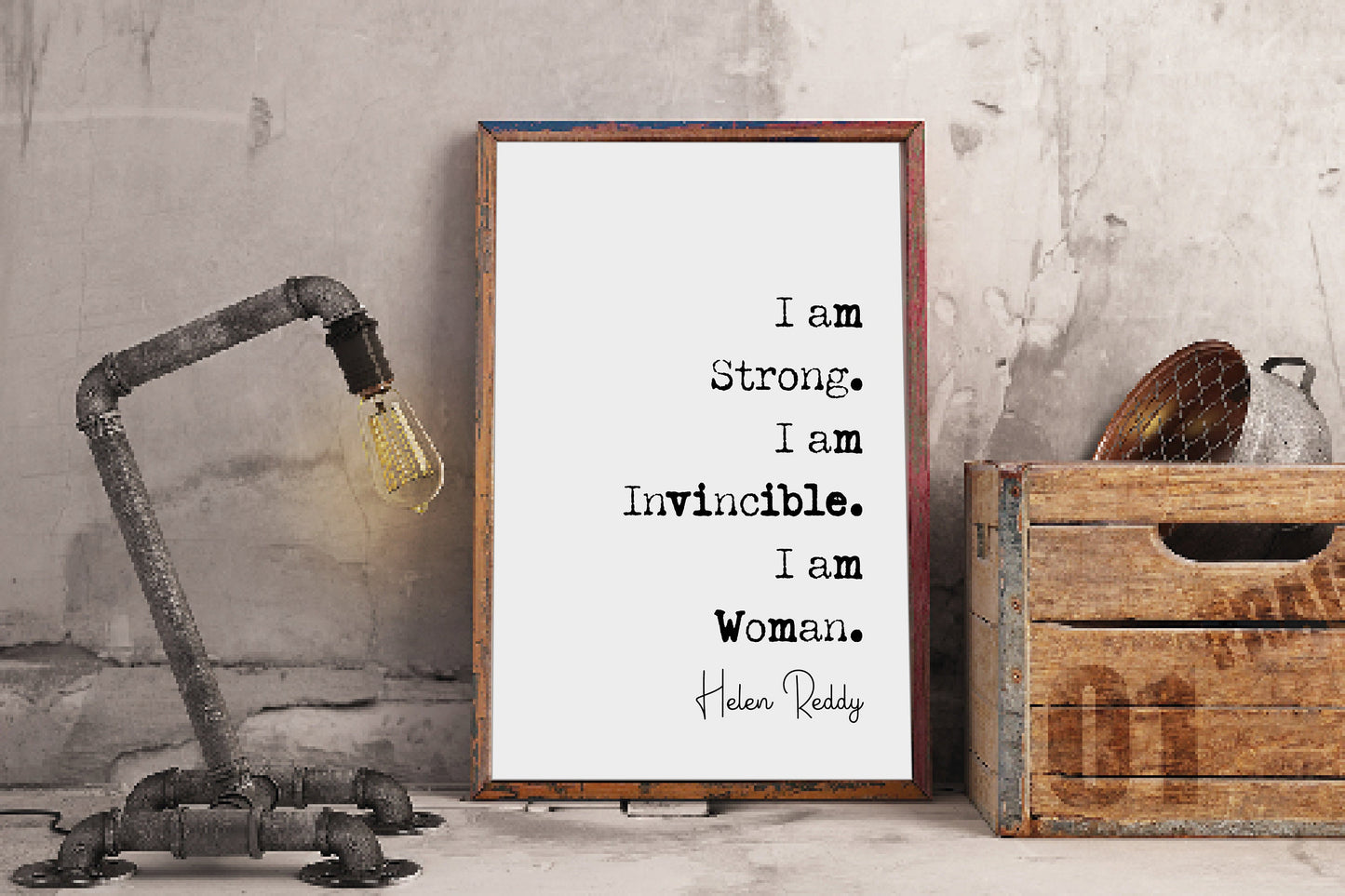 Feminist Helen Reddy Quote Print I Am Strong I Am Invincible I Am Woman Minimalist Home Decor Unframed Monochrome Wall Art Feminist Posters