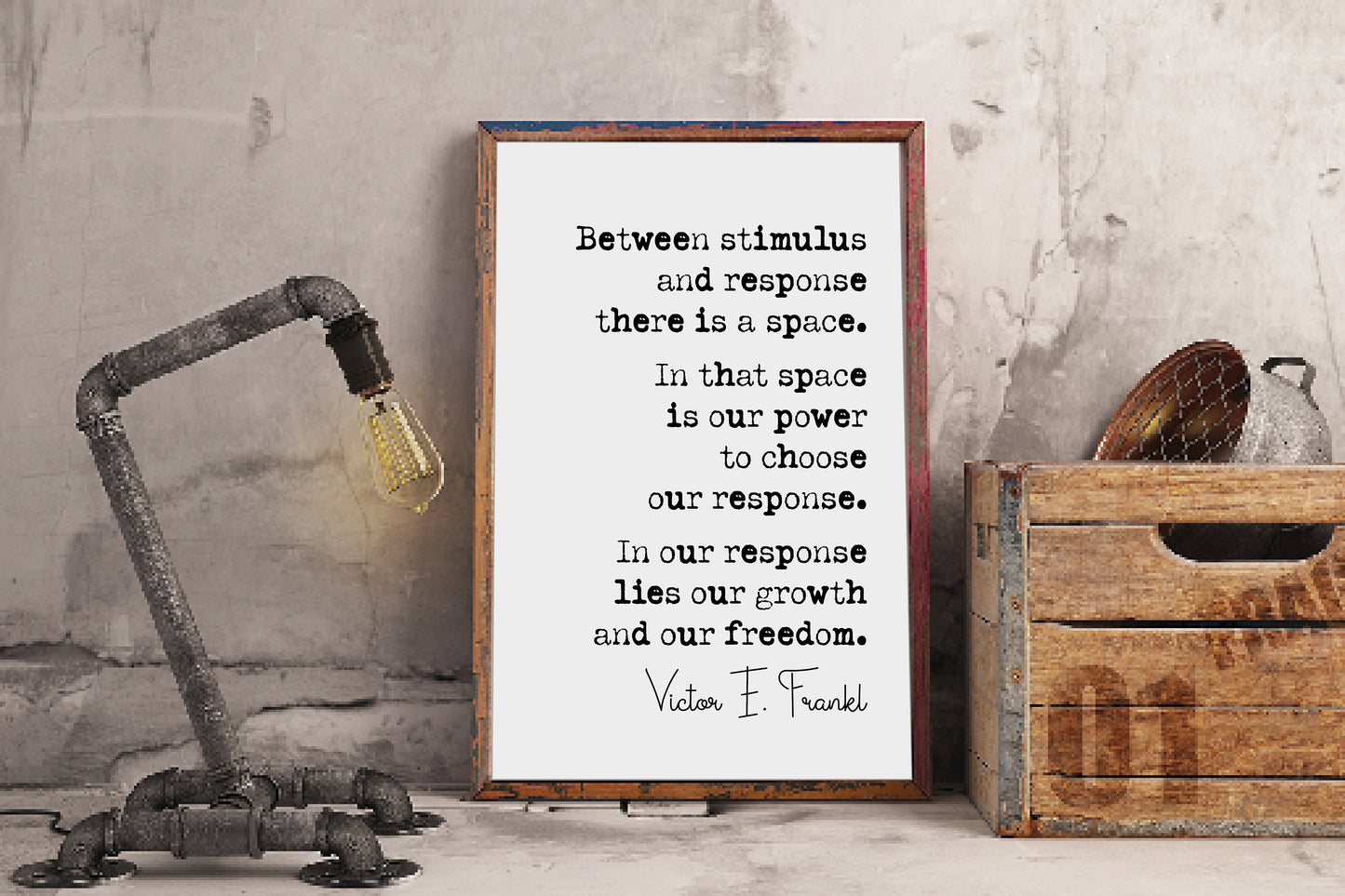 Victor E Frankl Quote Print Between Stimulus And Response There Is A Space Our Growth And Our Freedom Minimalist Decor Wall Art Unframed