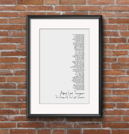 Alfred Lord Tennyson Poem Print The Charge Of The Light Brigade Poetry Print Minimalist Home Decor Monochrome Wall Art Unframed Poem Poster