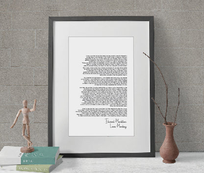 Dinosaur Wedding Reading Print Edward Monkton Love Monkey Poem Print Speech Bridesmaid Groomsman Bestman Maid of Honour Gift Unframed Poetry