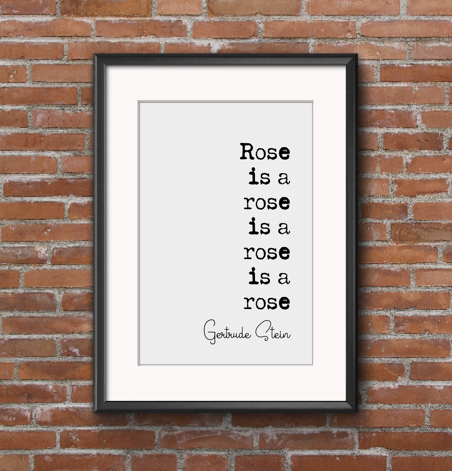 Gertrude Stein Poem Print A Rose Is A Rose Is A Rose Is A Rose Poetry Quote Print Minimalist Home Decor Monochrome Wall Art Unframed Gift